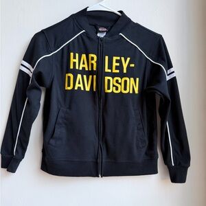 Harley-Davidson Boys Zip-Up Sweater Black Size 8/10 Long Sleeve Logo
